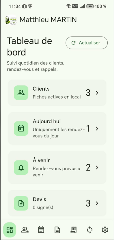 Capture EasyMétier sur Android
